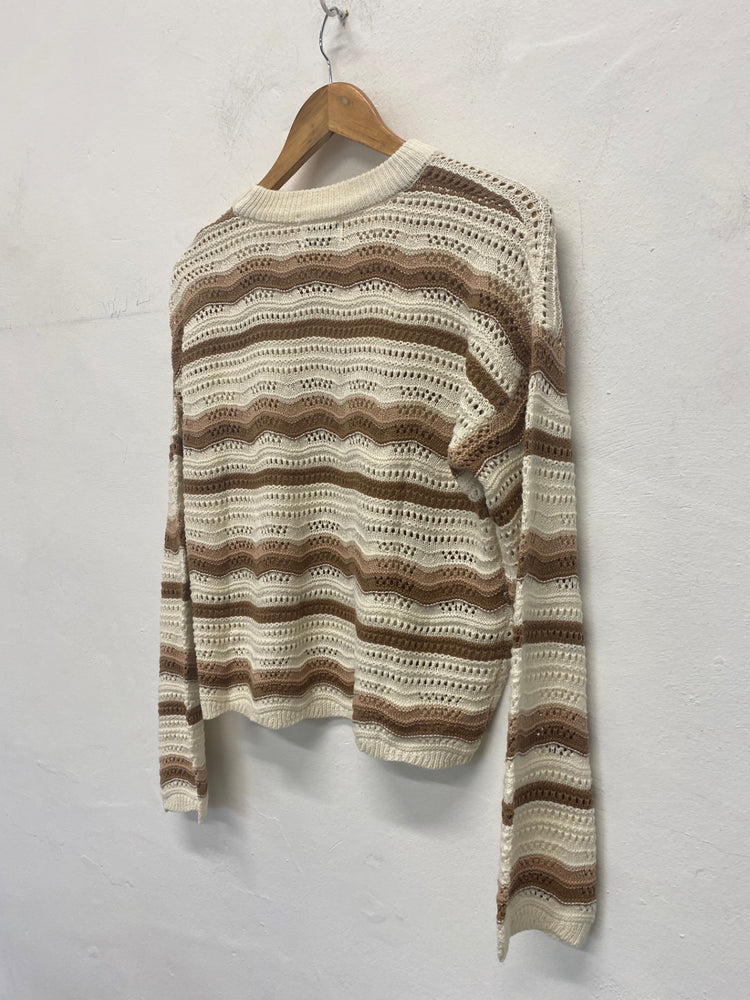Fabulous IN THE STYLE crochet boho Sweater 10/12 Beige, Brown, Cream RG020