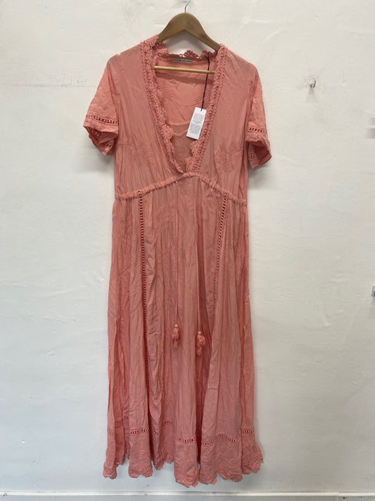 Fabulous Guess Maxi Dress XS Coral Botanical Embroidered Lacey RG020