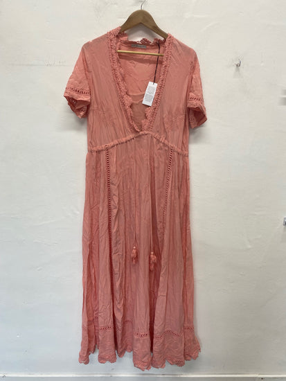 Fabulous Guess Maxi Dress XS Coral Botanical Embroidered Lacey RG020