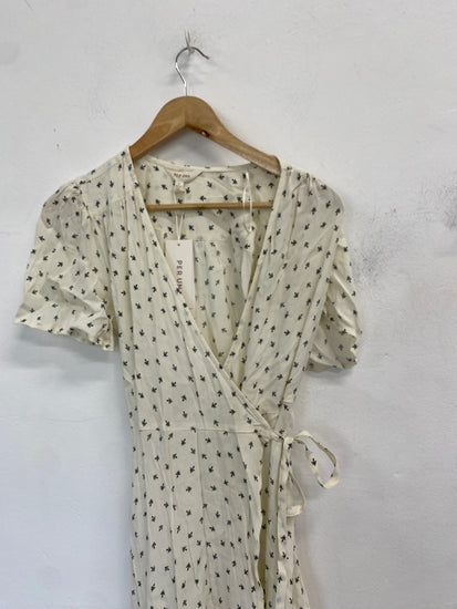 Fabulous PER UÑA Dress Uk 6 Cream with black floral pattern