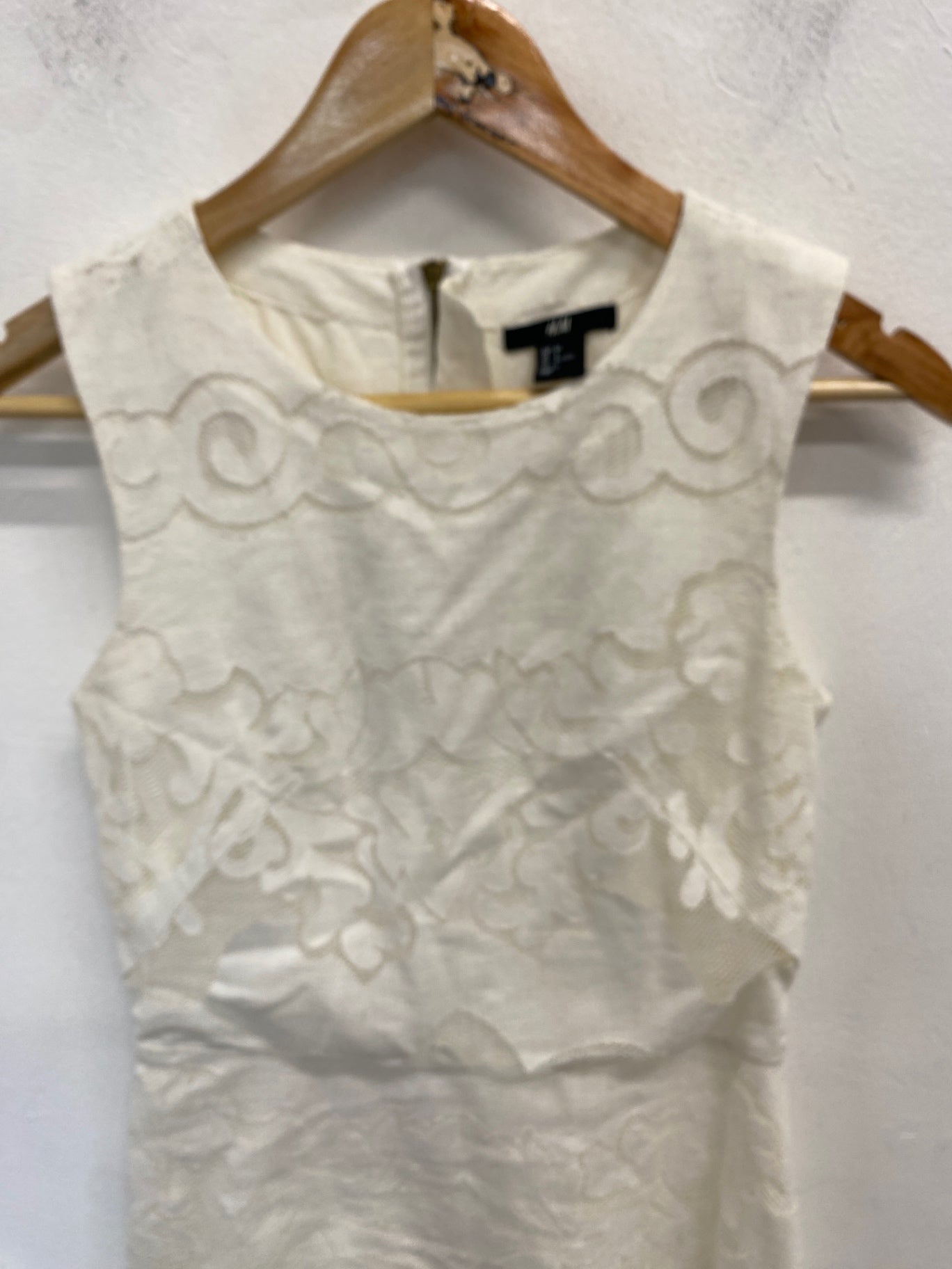 Gorgeous H&M Dress UK 8 Cream lace overlay midi boho RG020