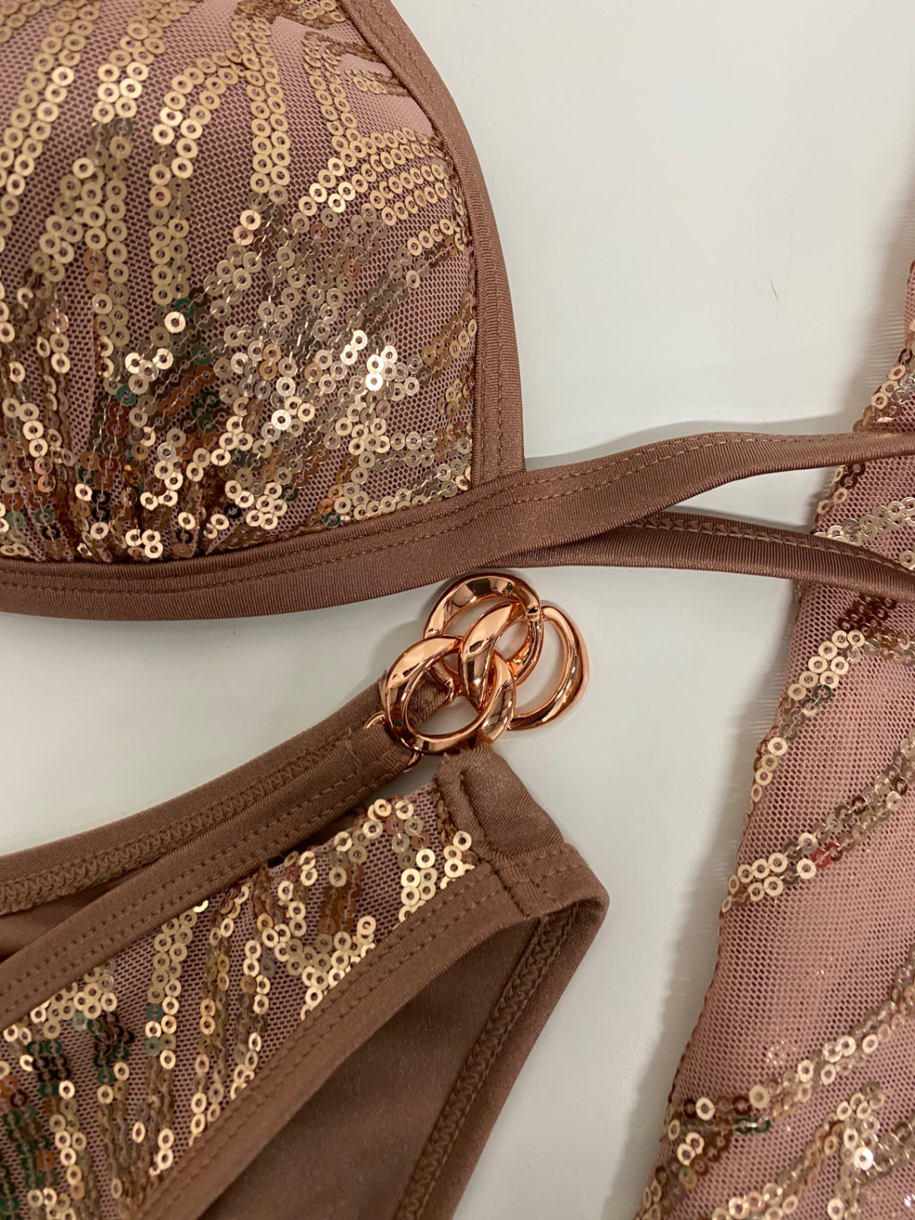 Gorgeous Ann Summers Swimsuit set UK 10/12 Brown/gold Inc sarong RG020