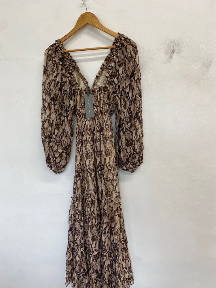 Fabulous Mint Velvet Maxi Dress UK 8 Brown snakeprint and beige RG020