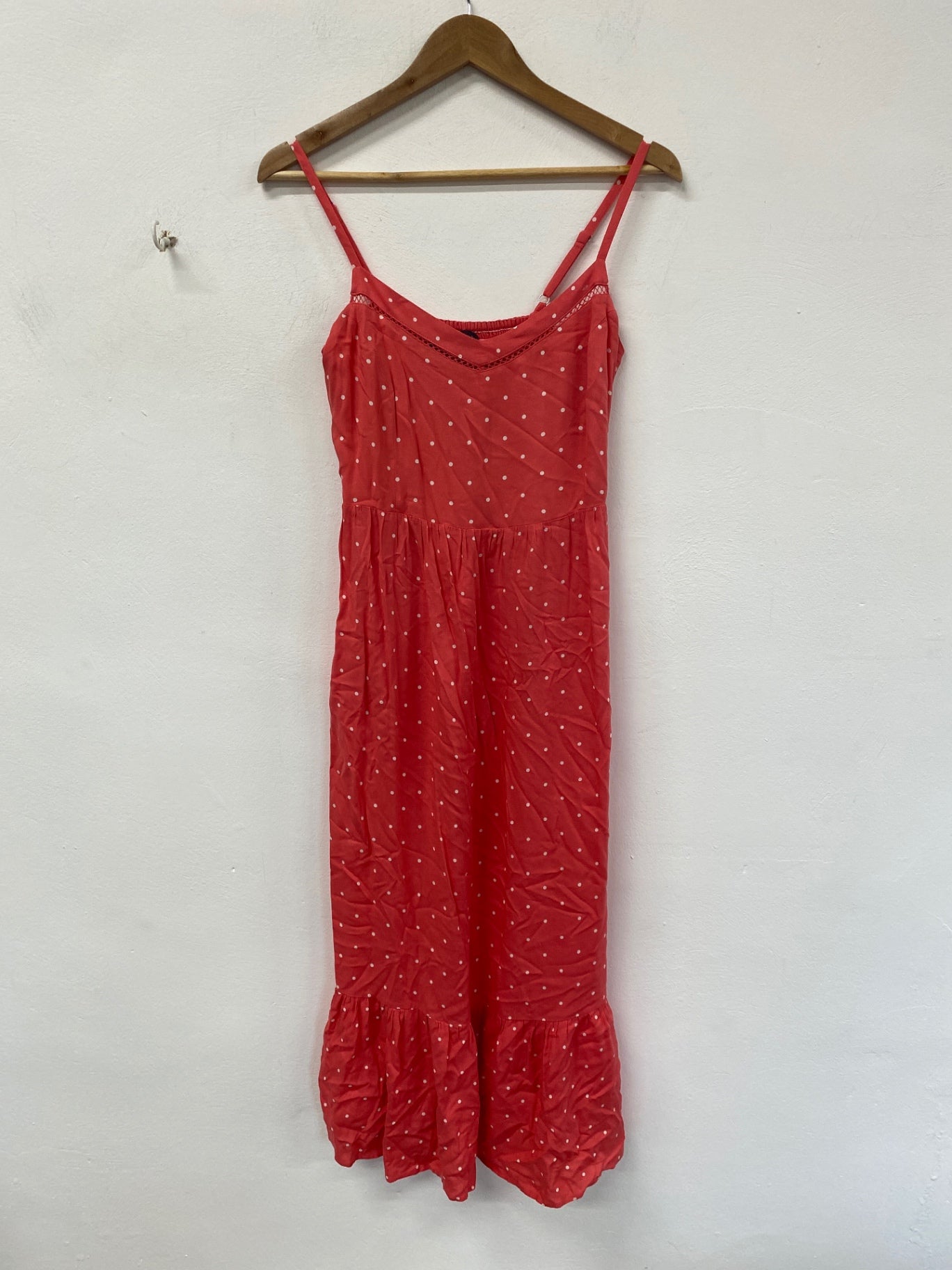 Marks and Spencer Boho Chic Midi Dress UK 8 Red & White Polkadot RG020