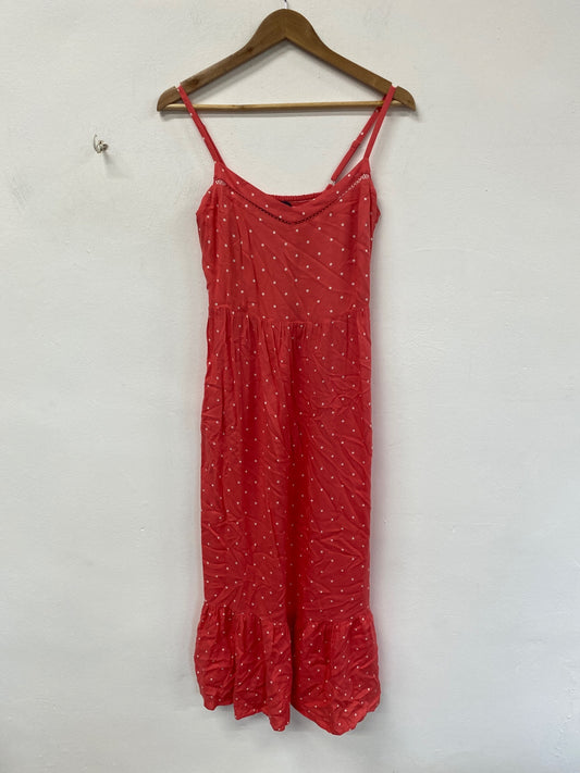 Marks and Spencer Boho Chic Midi Dress UK 8 Red & White Polkadot RG020