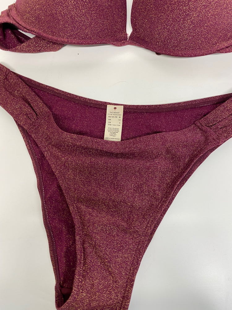 Gorgeous Hop Yun Bikini Uk 12 Burgundy with gold shimmer RG020