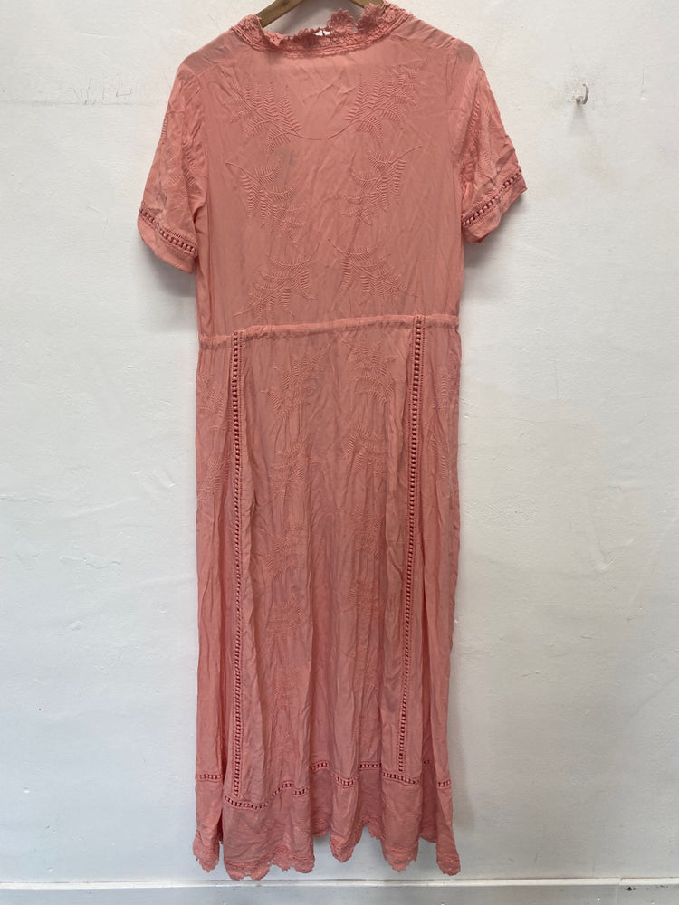 Fabulous Guess Maxi Dress XS Coral Botanical Embroidered Lacey RG020