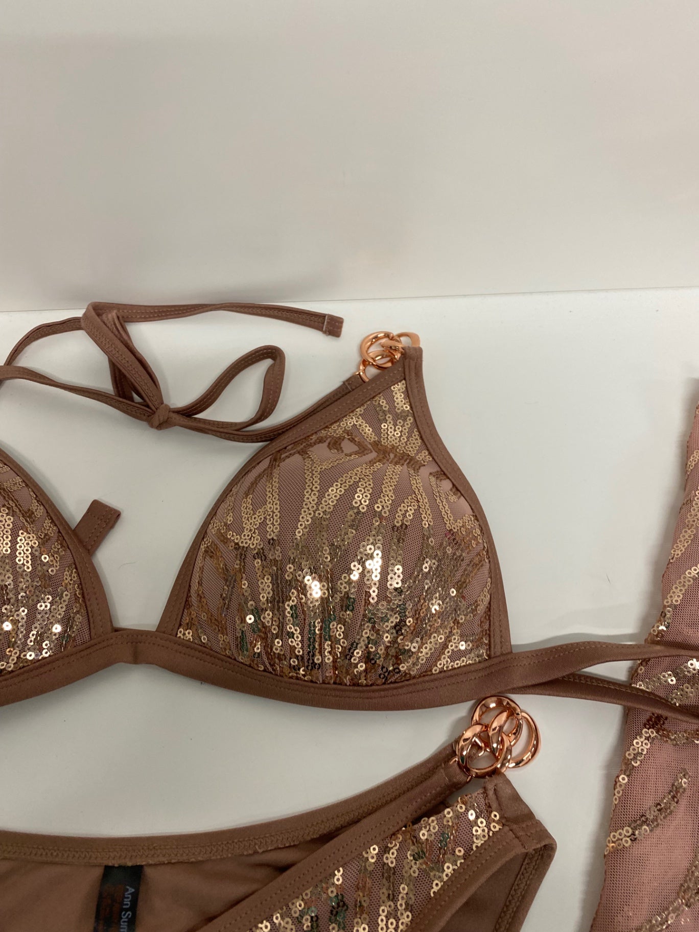 Gorgeous Ann Summers Swimsuit set UK 10/12 Brown/gold Inc sarong RG020