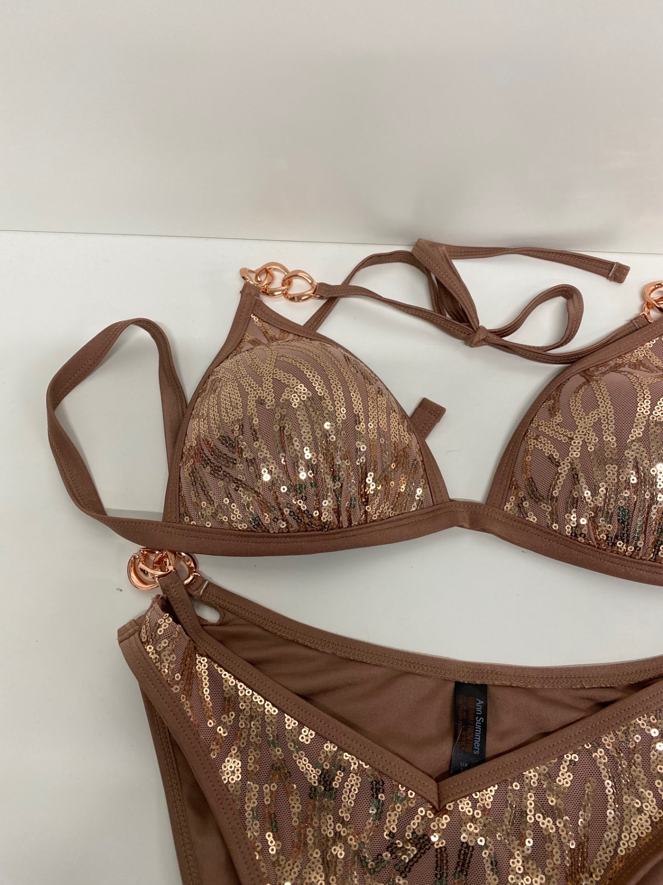 Gorgeous Ann Summers Swimsuit set UK 10/12 Brown/gold Inc sarong RG020