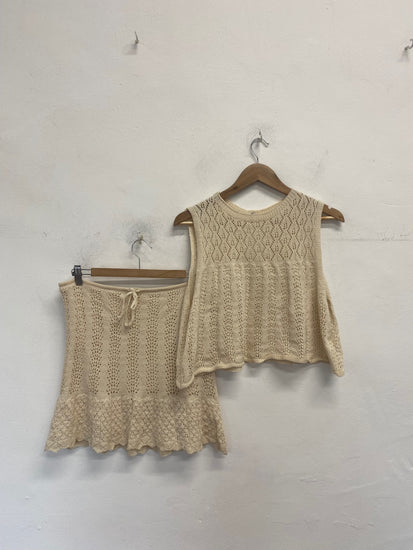Fabulous Shein Knitted Top and Skirt Set S Beige RG020