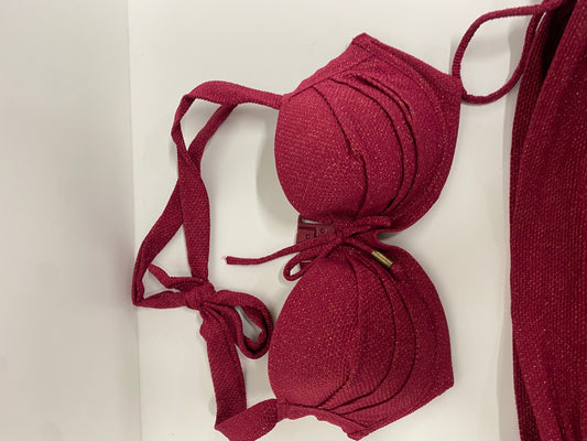 Gorgeous POR moi Swimsuit S Burgundy sparkle metallic summer vibe RG020
