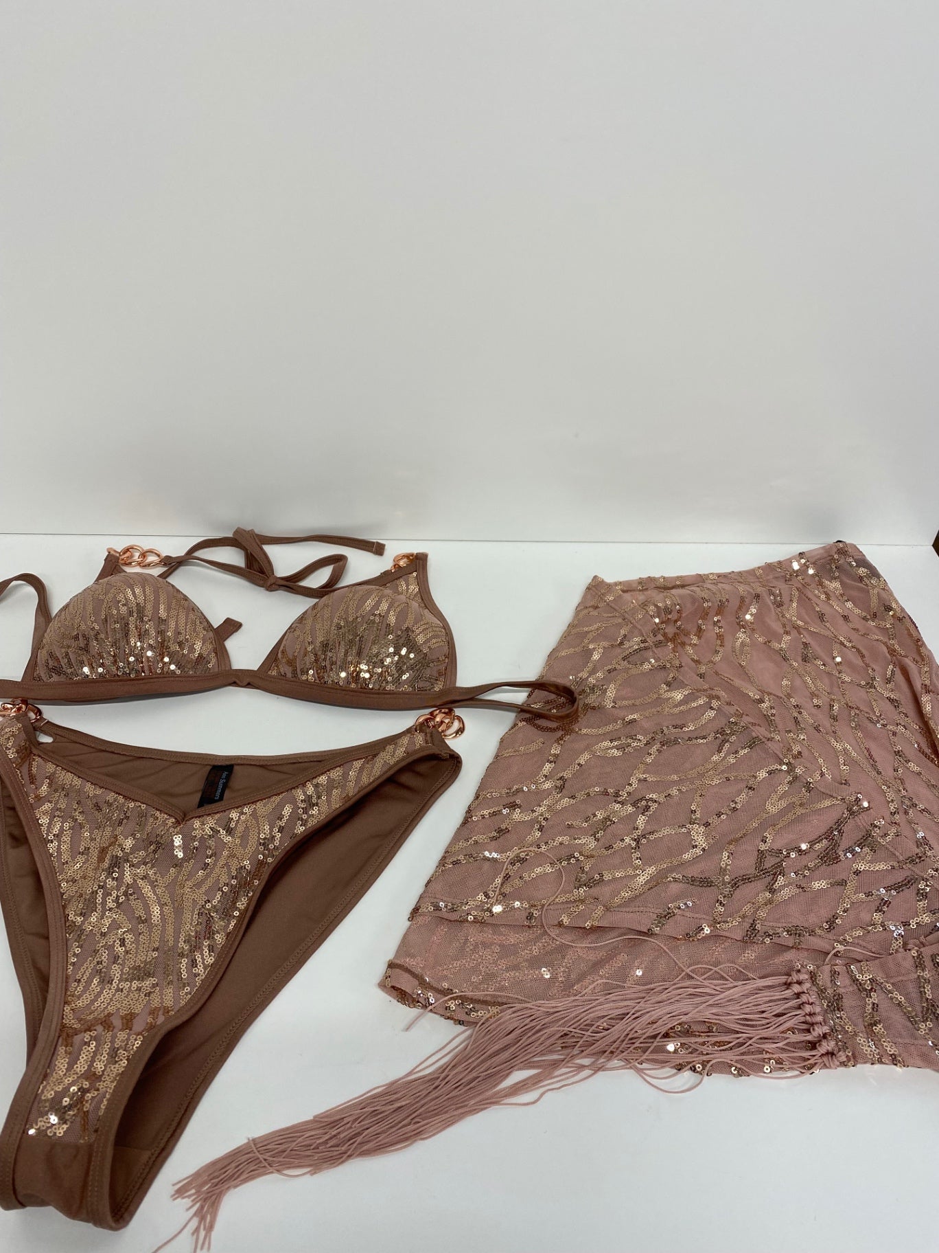 Gorgeous Ann Summers Swimsuit set UK 10/12 Brown/gold Inc sarong RG020