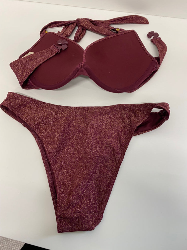 Gorgeous Hop Yun Bikini Uk 12 Burgundy with gold shimmer RG020