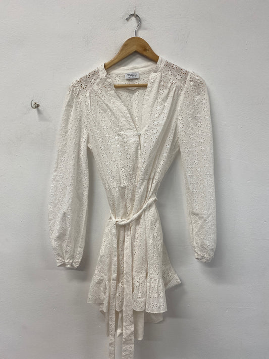 Gorgeous Style Cheat Boho Broderie Mini Dress UK 10 Off-white RG020