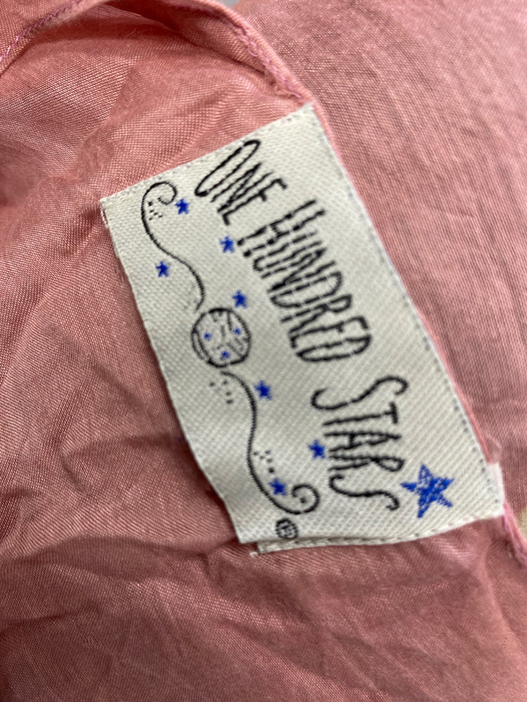 Gorgeous One Hundred Stars Kimono S Pink and beige bird print semi sheer holiday vibe RG020
