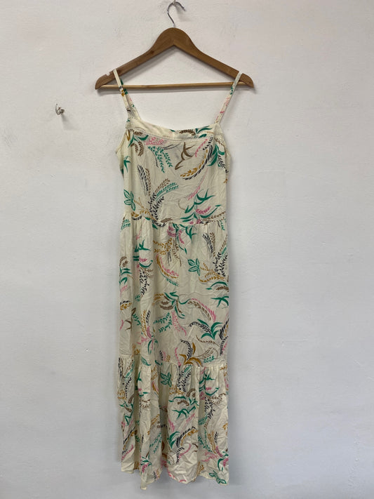 Boho Chic Marks & Spencers Midi Dress UK 8 Cream Multicolour Botanical Print RG020