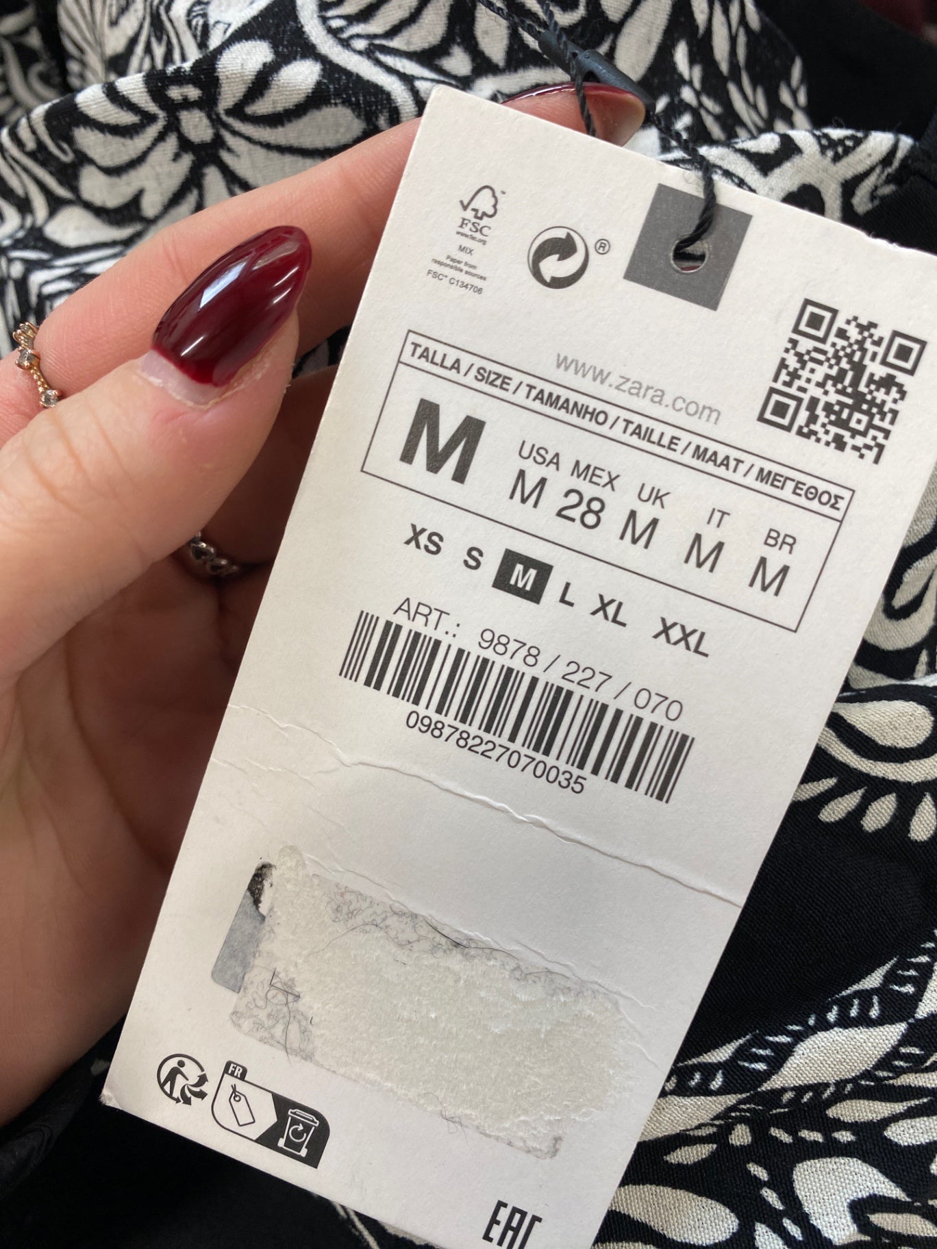 Gorgeous Zara Mini dress M Black and white pattern semi sheer boho RG020