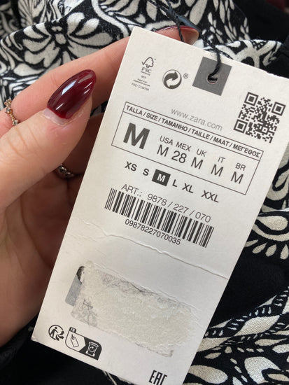 Gorgeous Zara Mini dress M Black and white pattern semi sheer boho RG020