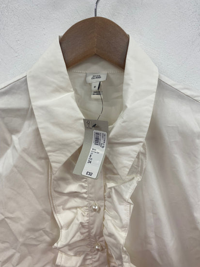 Fabulous River Island Ruffle Detail Blouse UK 8 Cream RG020