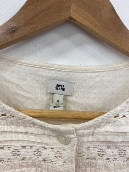 Boho Chic River Island Mini Dress Uk 6 Cream Lace RG020