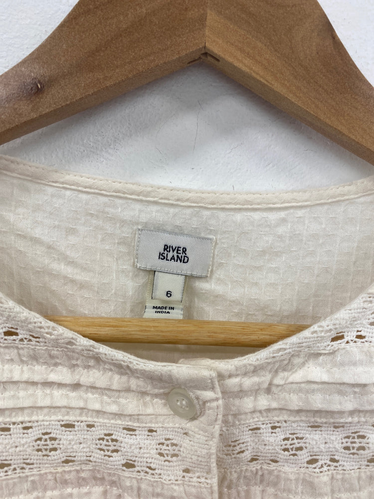 Boho Chic River Island Mini Dress Uk 6 Cream Lace RG020