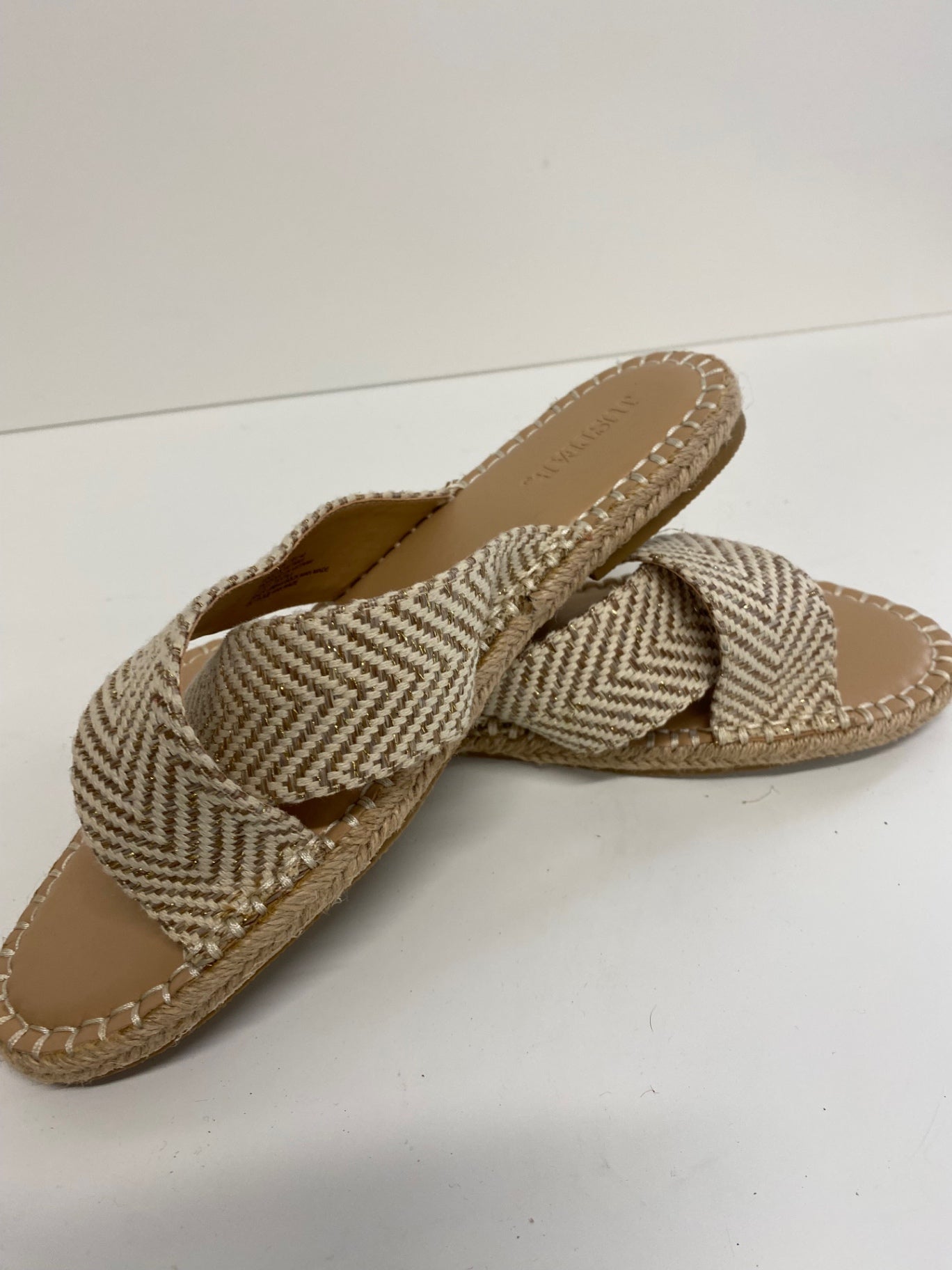 Gorgeous JustFab Sandals Uk7 Beige hessian & ivory MS008