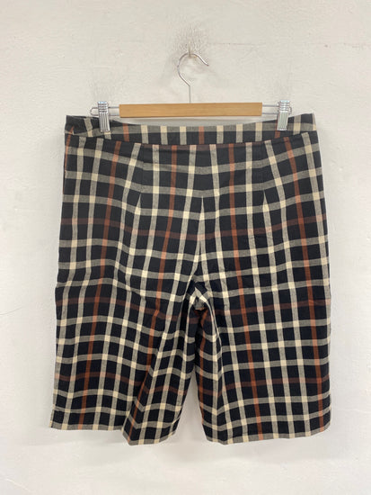 Stunning Daks London Shorts UK 16 Black & Beige Check KM001