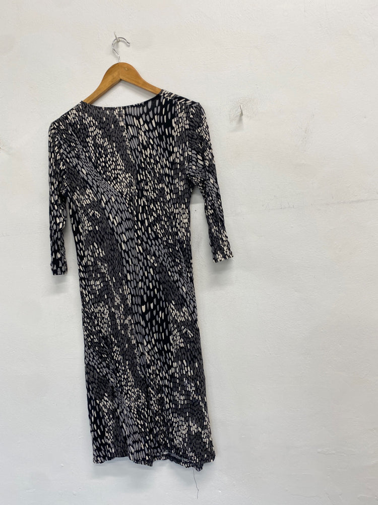 Gorgeous Avoca origin Midi Dress UK 14 Black and beige pattern Summer KM001