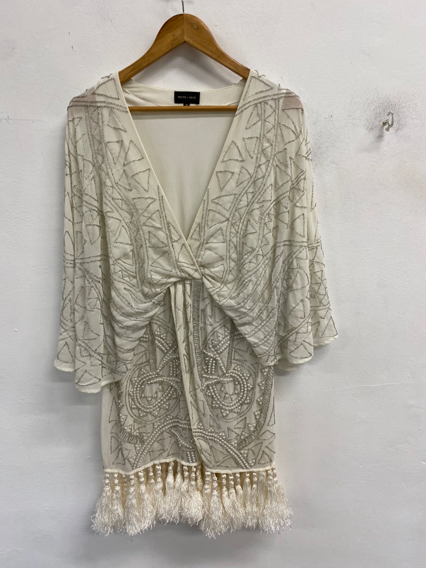 Gorgeous Peace + love Evening Dress hen do bridal UK 10 Ivory sequin CP002