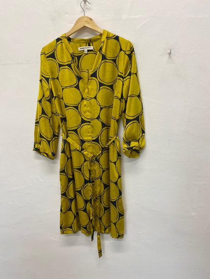 Gorgeous Clements Ribeiro Shirt Dress uk16 Yellow & Navy Swirls