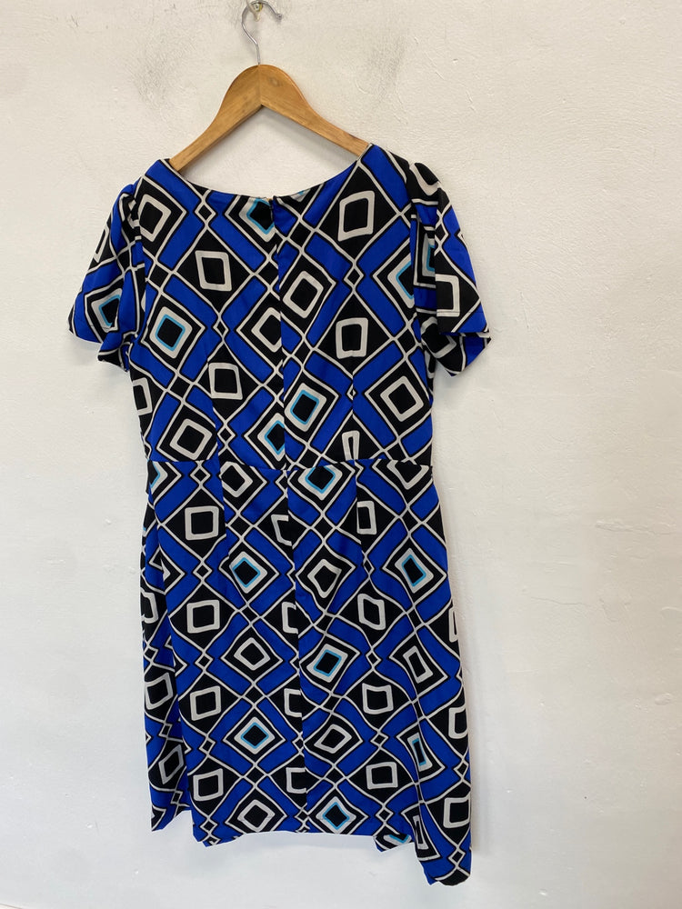 Gorgeous Arlene Phillips Dress UK 16 Blue, Black, White geometric