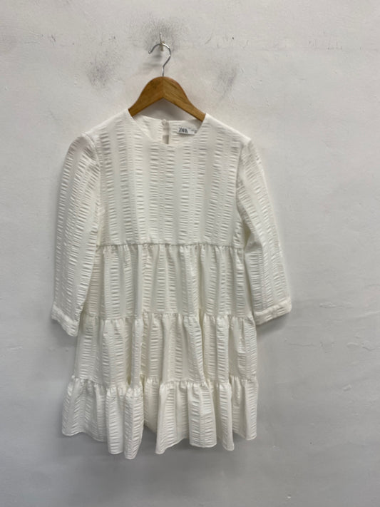 Gorgeous Zara Dress S White textured tiered summer CP002