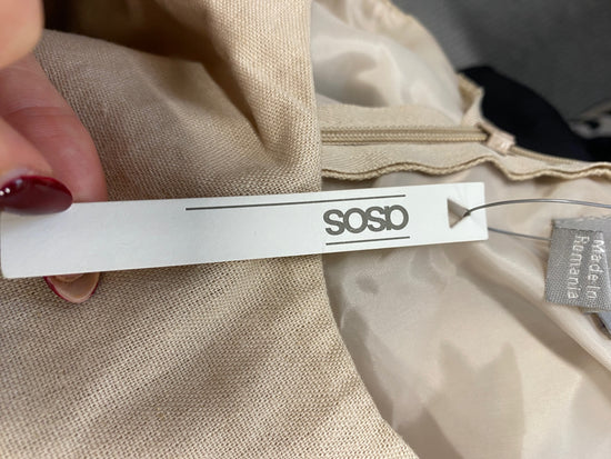 Gorgeous Asos Design Dress Uk 8 Beige linen summer vibes CP002