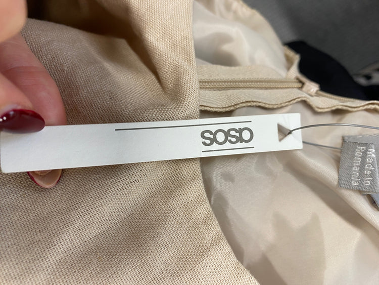 Gorgeous Asos Design Dress Uk 8 Beige linen summer vibes CP002