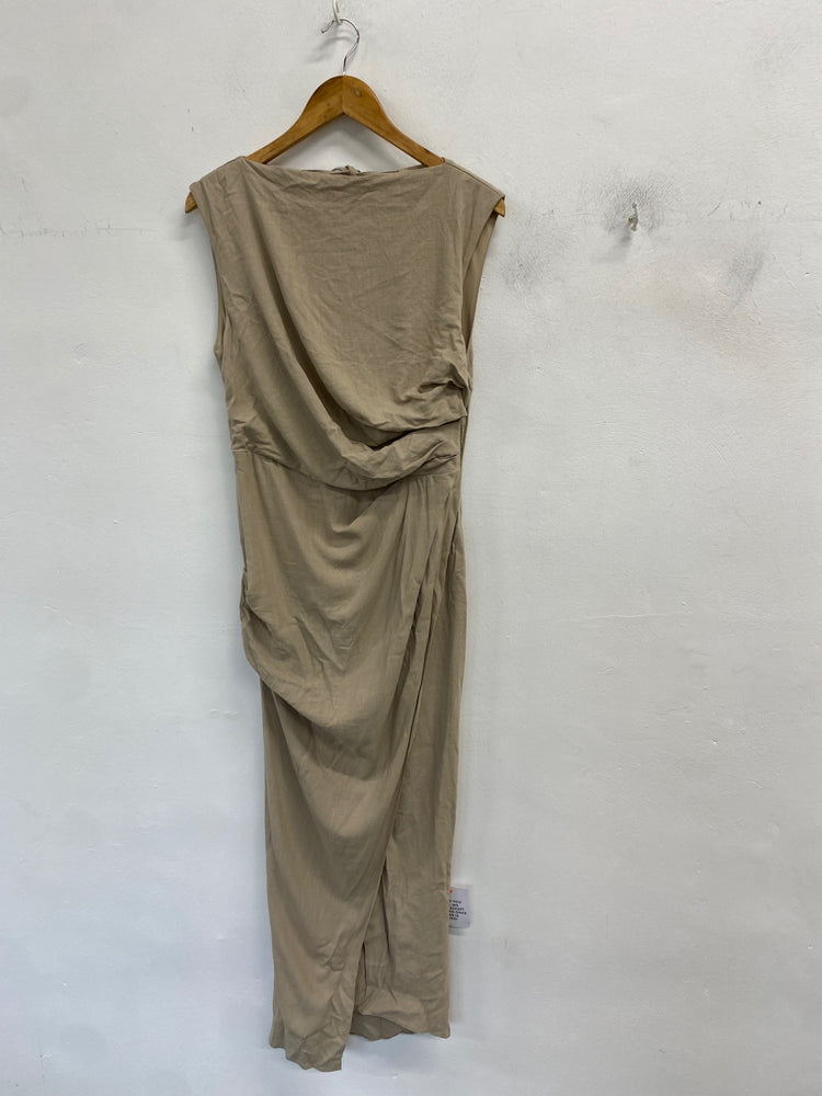 Gorgeous Asos Design Dress UK 10 Beige linen summer CP002