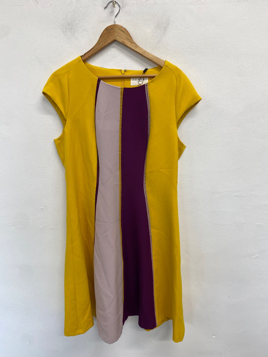 Gorgeous Damsel in a dress Dress UK 16 Yellow, purple colour block race day wedding guest KM001