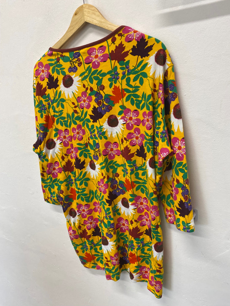 Gorgeous DUNs Tunic top UKXL Yellow floral pattern Cotton KM001