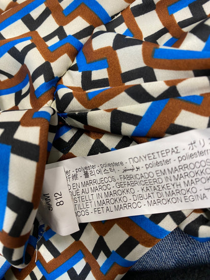 Stunning Zara Blouse pussy bow XL geometric pattern KM001