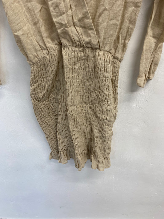 Gorgeous Zara Dress Uk s Beige linen summer CP002