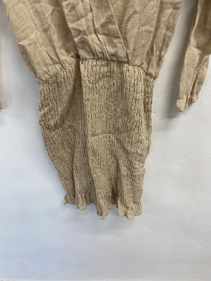 Gorgeous Zara Dress Uk s Beige linen summer CP002