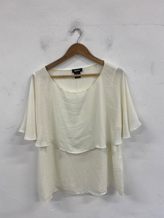 Stunning Layered DKNY Blouse XXL Ivory KM001