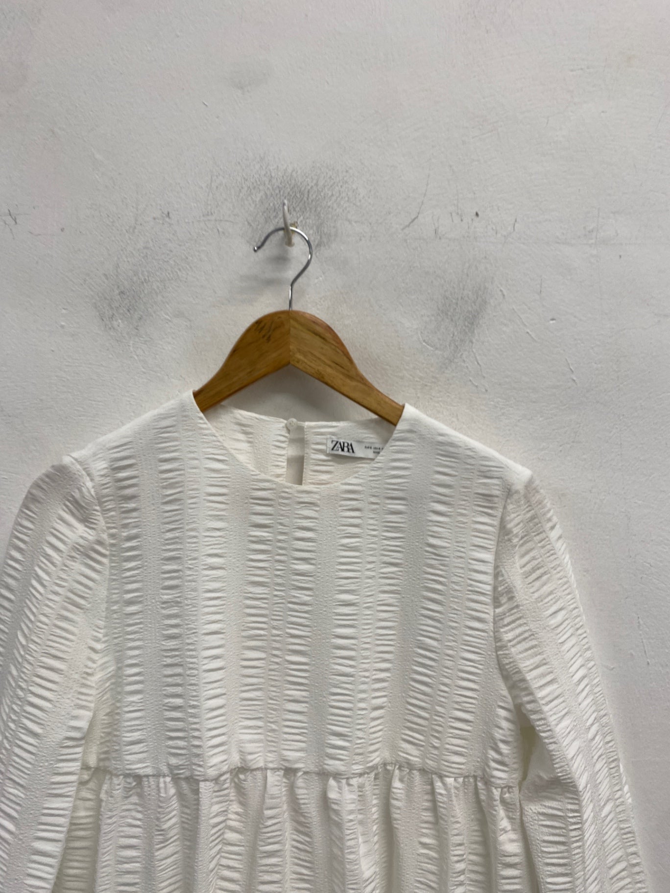 Gorgeous Zara Dress S White textured tiered summer CP002