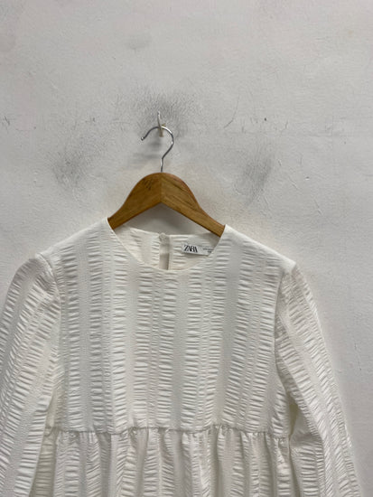 Gorgeous Zara Dress S White textured tiered summer CP002