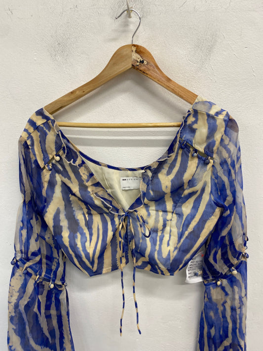 Gorgeous asos design Blouse UK 10 Blue and beige zebra festival Ibiza CP002