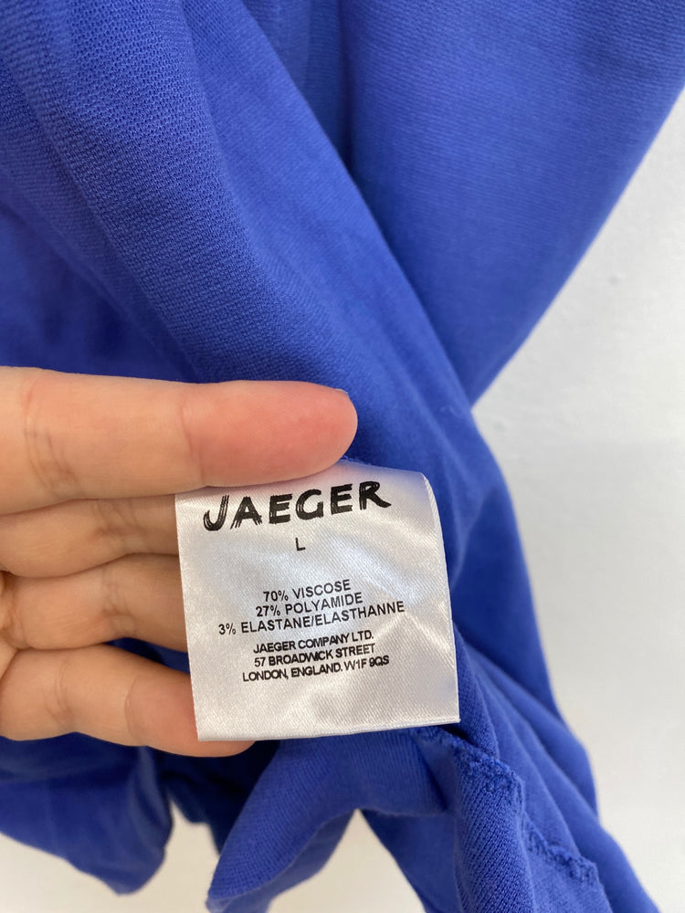Gorgeous Jaeger Midi Jersey Dress Size L Blue KM001