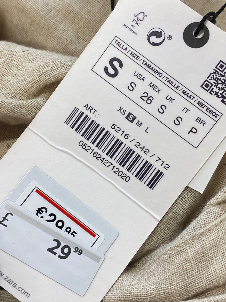 Gorgeous Zara Dress Uk s Beige linen summer CP002