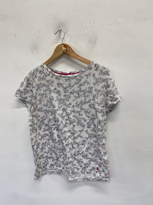 Stunning Joules T-Shirt UK 14 White with a floral pattern spring summer boho KM001