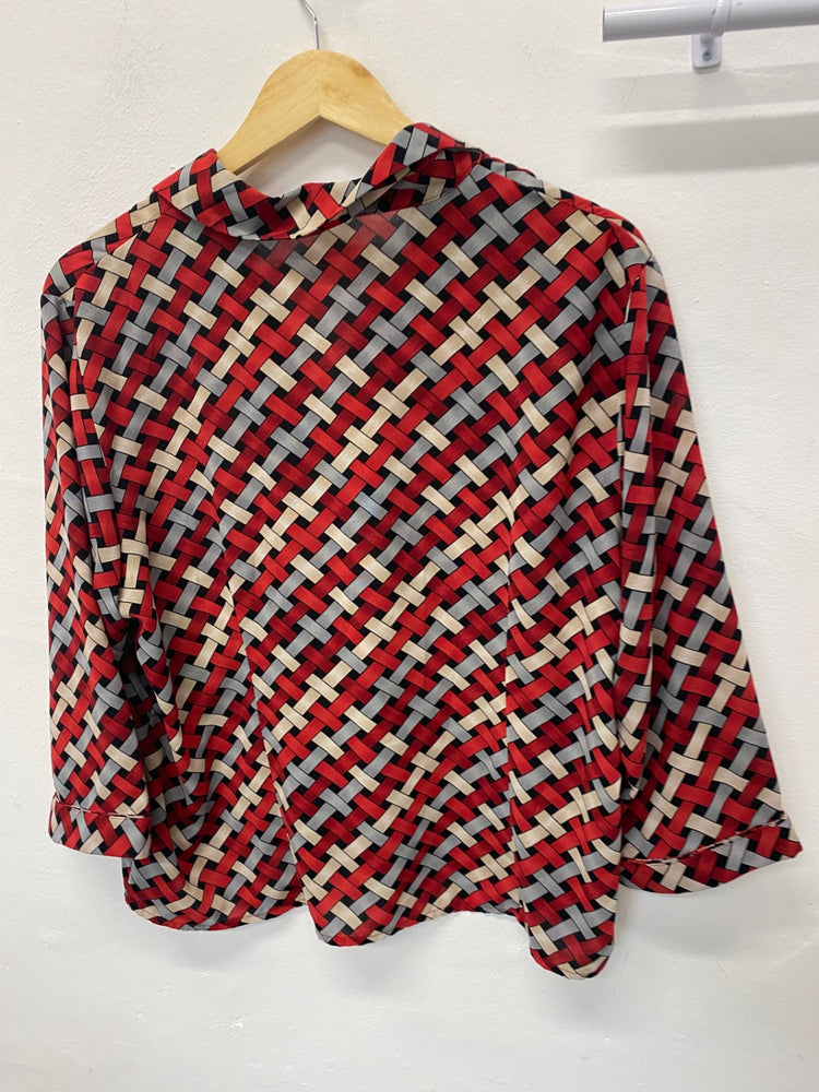 Gorgeous JAIPUR Classic blouse UKXL Red geometric pattern KM001