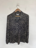 Stunning FARHI by Nicole Farhi Shirt UK 16 Black & Beige Animal Print KM001