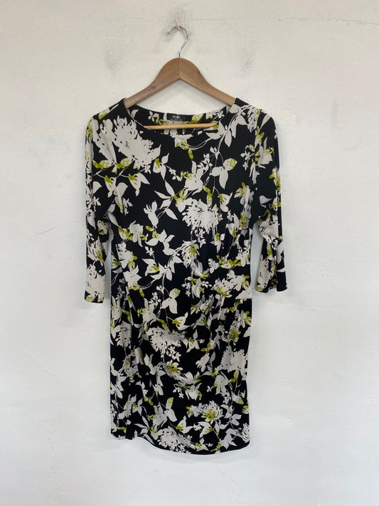 Gorgeous Wallis Midi Dress UK 16 Black & White Floral KM001